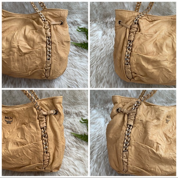 MCM Distressed Gold Chain Leather Tote - Picture 6 of 16